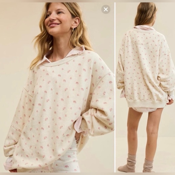 Aerie Tres Chic floral oversized sweatshirt size medium - Picture 2 of 4